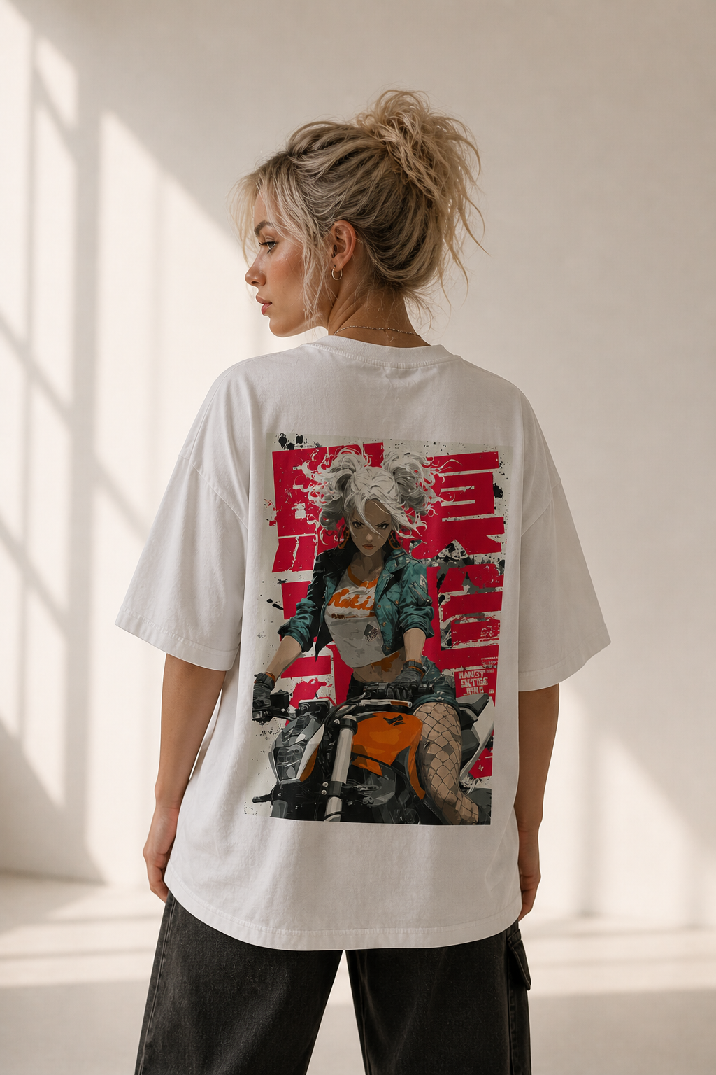 Neon Rider – Rebel Anime Oversized Tee