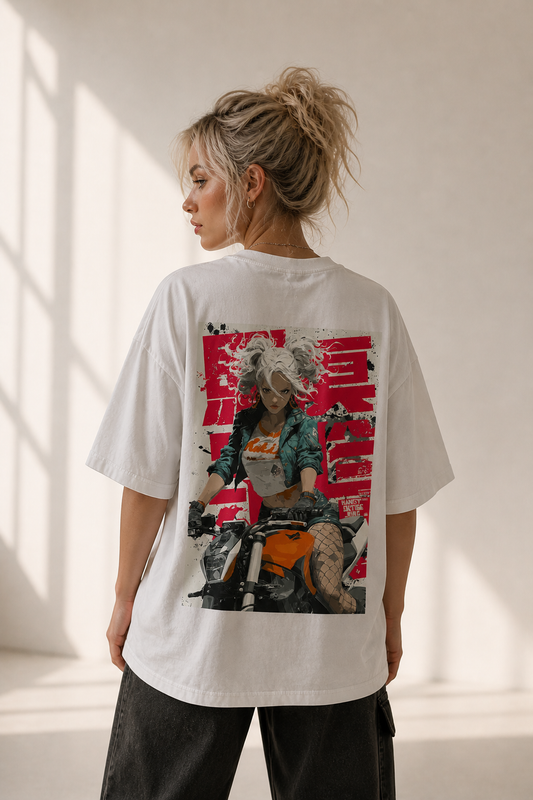 Neon Rider – Rebel Anime Oversized Tee